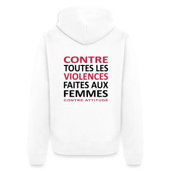 CONTRE TOUTES LES VIOLENCES FAITES AUX FEMMES - Veste à capuche bio Premium Unisexe - blanc - Dos - Thijin (182cm)