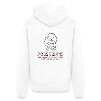 I try to look at things from your point of view - Unisex Premium Organic Zip Hoodie - white - Back - Thijin (182cm)
