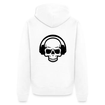 totenkopf mit kopfhörer - Unisex Premium Bio Zip Hoodie - Weiß - Hinten - Thijin (182cm)