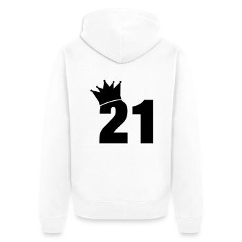 21_krone_f1 - Unisex Premium Bio Zip Hoodie - Weiß - Hinten - Thijin (182cm)