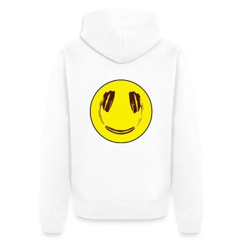 Smily - Unisex Premium Bio Zip Hoodie - Weiß - Hinten - Thijin (182cm)