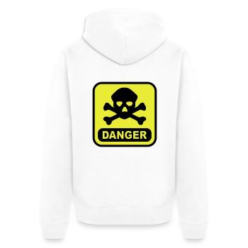 Danger skull - Unisex Premium Organic Zip Hoodie - white - Back - Thijin (182cm)