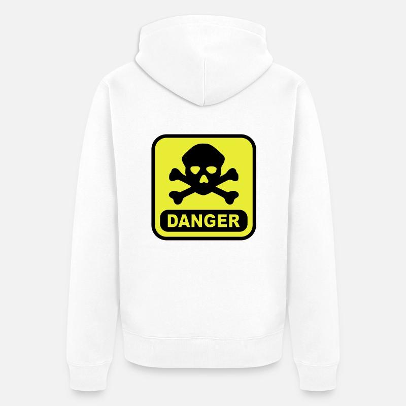 Crâne danger - Veste à capuche bio Premium Unisexe - blanc