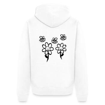 Bees and flowers - Unisex Premium Organic Zip Hoodie - white - Back - Thijin (182cm)