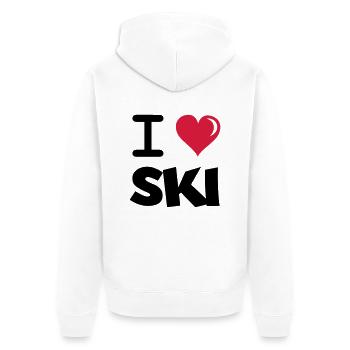 i_love_ski - Unisex Premium Bio Zip Hoodie - Weiß - Hinten - Thijin (182cm)