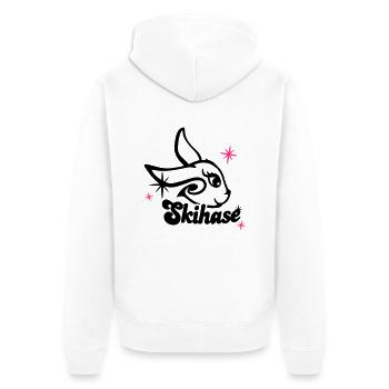 skihase_candi_2c - Unisex Premium Bio Zip Hoodie - Weiß - Hinten - Thijin (182cm)