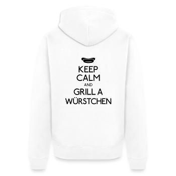Keep Calm Bratwurst - Unisex Premium Bio Zip Hoodie - Weiß - Hinten - Thijin (182cm)
