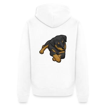 Rottweiler Dog - Unisex Premium Organic Zip Hoodie - white - Back - Thijin (182cm)