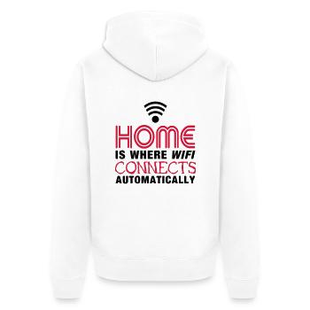 home is where the wifi connects automatically II2c - Unisex Premium Organic Zip Hoodie - white - Back - Thijin (182cm)