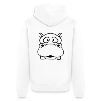 face head hippo small thick sweet cute comic carto - Unisex Premium Organic Zip Hoodie - white - Back - Thijin (182cm)