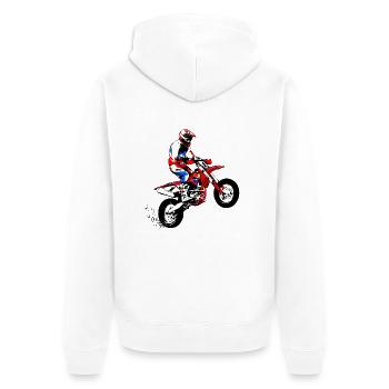 Supermoto Racer - Supermotard - Veste à capuche bio Premium Unisexe - blanc - Dos - Thijin (182cm)