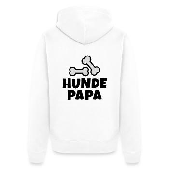 Hundepapa - Unisex Premium Bio Zip Hoodie - Weiß - Hinten - Thijin (182cm)
