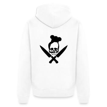 Koch / Totenkopf / Skull - Unisex Premium Bio Zip Hoodie - Weiß - Hinten - Thijin (182cm)