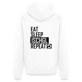 eat sleep ischgl repeat - Unisex Premium Bio Zip Hoodie - Weiß - Hinten - Thijin (182cm)