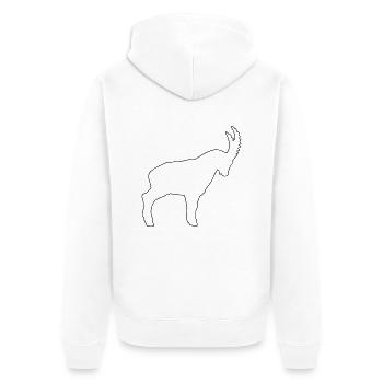 Steinbock - Unisex Premium Bio Zip Hoodie - Weiß - Hinten - Thijin (182cm)