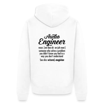 Audio Engineer - Definition - Unisex Premium Bio Zip Hoodie - Weiß - Hinten - Thijin (182cm)