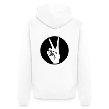 Round Victory Hand Signal La Paix - Veste à capuche bio Premium Unisexe - blanc - Dos - Thijin (182cm)
