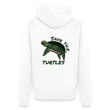 Rettet die Schildkröten Hilf Spruch Umwelt Plastik - Unisex Premium Bio Zip Hoodie - Weiß - Hinten - Thijin (182cm)