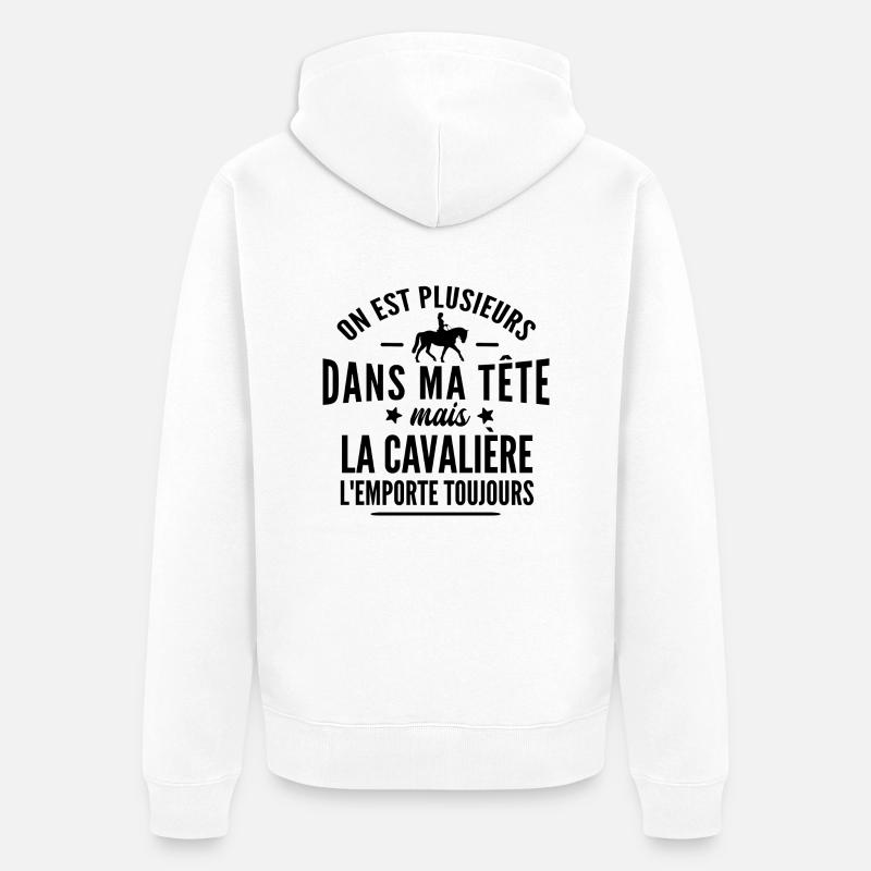 cavalière / cadeau humour cheval - Veste à capuche bio Premium Unisexe - blanc