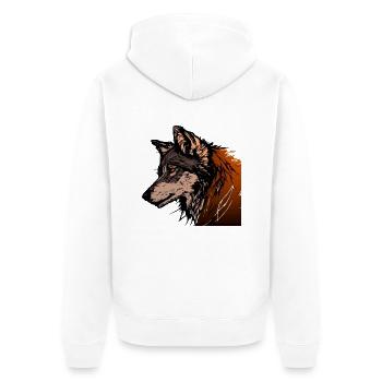 Der Wolf - Unisex Premium Bio Zip Hoodie - Weiß - Hinten - Thijin (182cm)