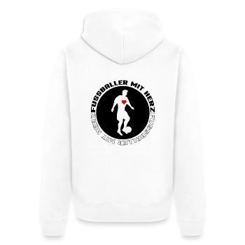 Fussballer mit Herz - Unisex Premium Bio Zip Hoodie - Weiß - Hinten - Thijin (182cm)