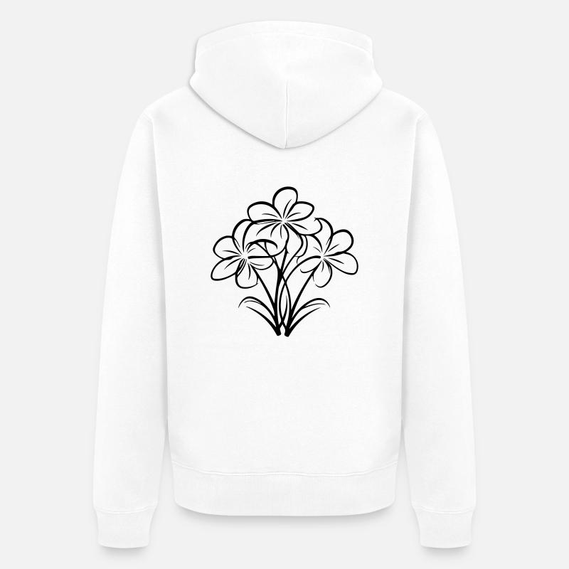 Fleur dessinée à la main - Veste à capuche bio Premium Unisexe - blanc