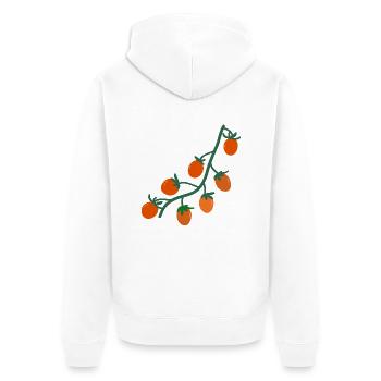 Kirschtomaten2 - Unisex Premium Bio Zip Hoodie - Weiß - Hinten - Thijin (182cm)