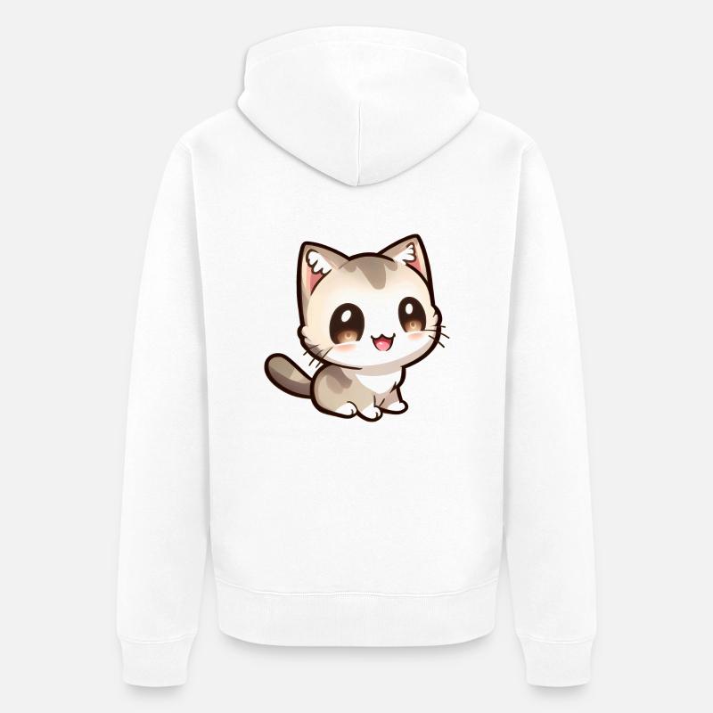 Mignon petit chat chibi - Veste à capuche bio Premium Unisexe - blanc