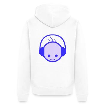 DJ Kopf Cool Party Club Musik Disko Spaß Gesicht - Unisex Premium Bio Zip Hoodie - Weiß - Hinten - Thijin (182cm)