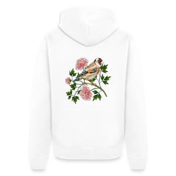 Bunter Vogel - Unisex Premium Bio Zip Hoodie - Weiß - Hinten - Thijin (182cm)