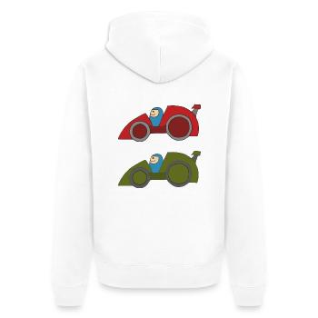 autorennen 2 - Unisex Premium Bio Zip Hoodie - Weiß - Hinten - Thijin (182cm)