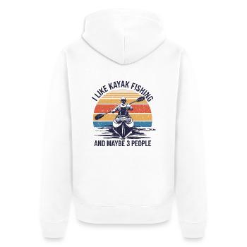 Humor für stille Kajakangler - Unisex Premium Bio Zip Hoodie - Weiß - Hinten - Thijin (182cm)