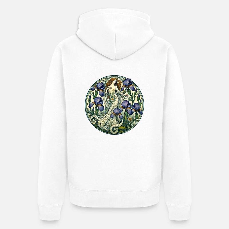 Déesse de l’Iris - Veste à capuche bio Premium Unisexe - blanc