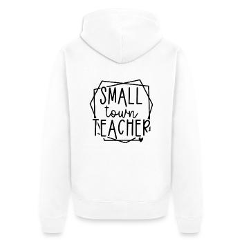 Graphique de cœur d’enseignant de petite ville pour les éducateurs - Veste à capuche bio Premium Unisexe - blanc - Dos - Thijin (182cm)