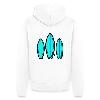 Surfbrett Symbol Surfing - Unisex Premium Bio Zip Hoodie - Weiß - Hinten - Thijin (182cm)