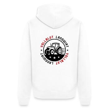 Thoroughbred Farmer - Unisex Premium Organic Zip Hoodie - white - Back - Thijin (182cm)