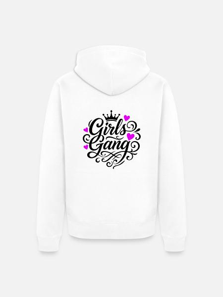 Mädchen Gang - Unisex Premium Bio Zip Hoodie - Weiß