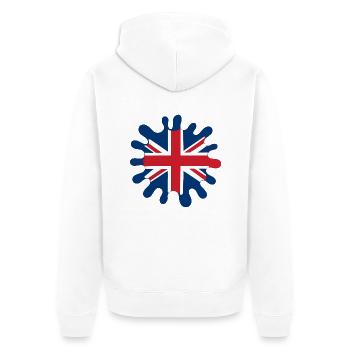 england fahne klecks - Unisex Premium Bio Zip Hoodie - Weiß - Hinten - Thijin (182cm)