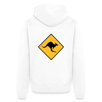 Roadsign Känguruh - Unisex Premium Bio Zip Hoodie - Weiß - Hinten - Thijin (182cm)