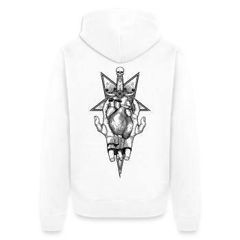 Schmerzendes Herz - Unisex Premium Bio Zip Hoodie - Weiß - Hinten - Thijin (182cm)