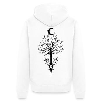 Tree Moon Night Stars Moon Tree - Unisex Premium Organic Zip Hoodie - white - Back - Thijin (182cm)