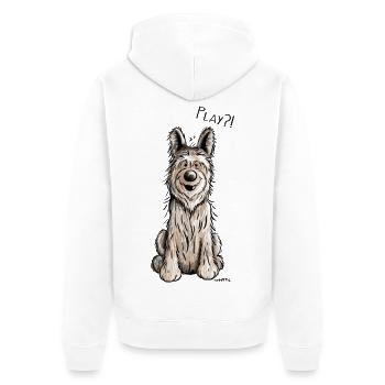 Happy Berger Picard - Hund - Dog - Unisex Premium Bio Zip Hoodie - Weiß - Hinten - Thijin (182cm)