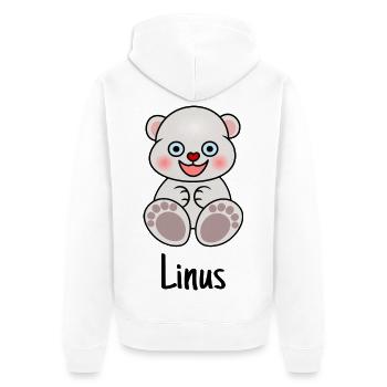 Linus, ours mignon, motif bébé bébé vêtements enfant en bas âge - Veste à capuche bio Premium Unisexe - blanc - Dos - Thijin (182cm)