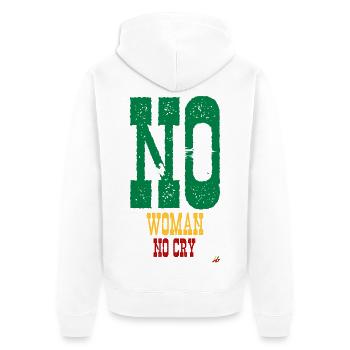 KEINE FRAU KEIN SCHREI - Unisex Premium Bio Zip Hoodie - Weiß - Hinten - Thijin (182cm)
