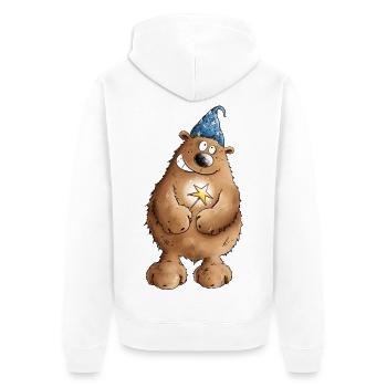 Magician Bear I Magician Bear I Magician - Unisex Premium Organic Zip Hoodie - white - Back - Thijin (182cm)