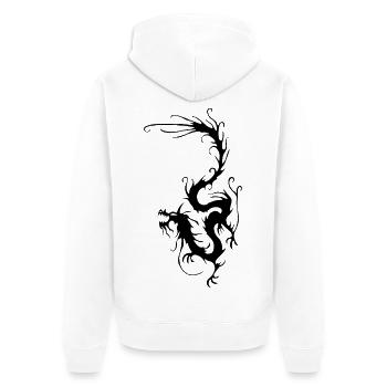 Schwarzer Rauchdrache - Unisex Premium Bio Zip Hoodie - Weiß - Hinten - Thijin (182cm)