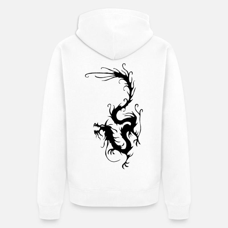 Schwarzer Rauchdrache - Unisex Premium Bio Zip Hoodie - Weiß