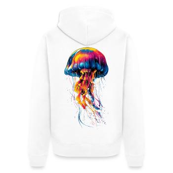 Qualle Jellyfish Feuerqualle Medusa Süße Quallen - Unisex Premium Bio Zip Hoodie - Weiß - Hinten - Thijin (182cm)