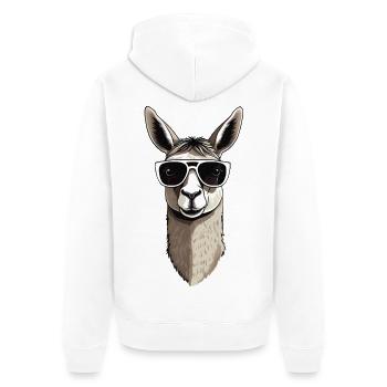 Lama avec lunettes de soleil - Veste à capuche bio Premium Unisexe - blanc - Dos - Thijin (182cm)