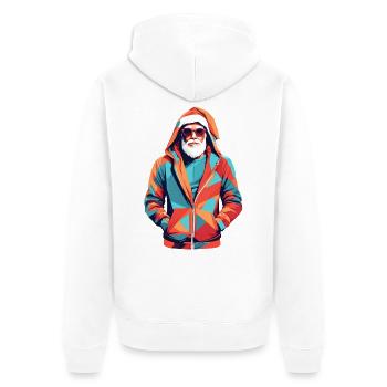 Santa Claus in Hoodie - Unisex Premium Bio Zip Hoodie - Weiß - Hinten - Thijin (182cm)